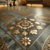kota stone with brass inlay floor tiles
