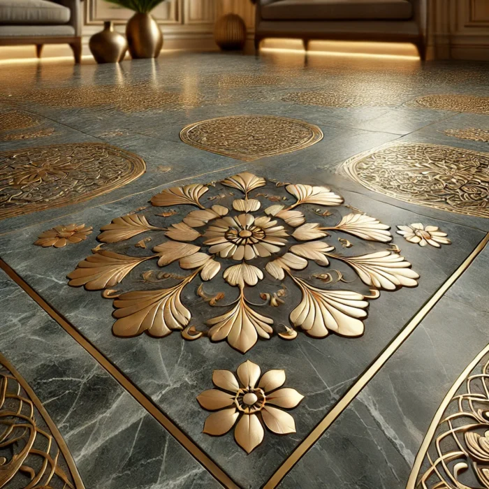 kota stone with brass inlay floor tiles