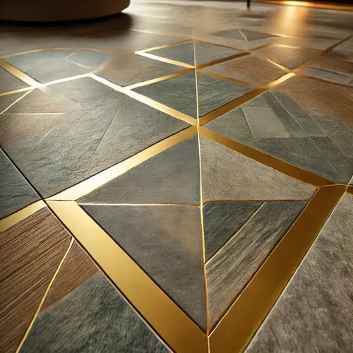 kota stone with brass inlay floor tiles