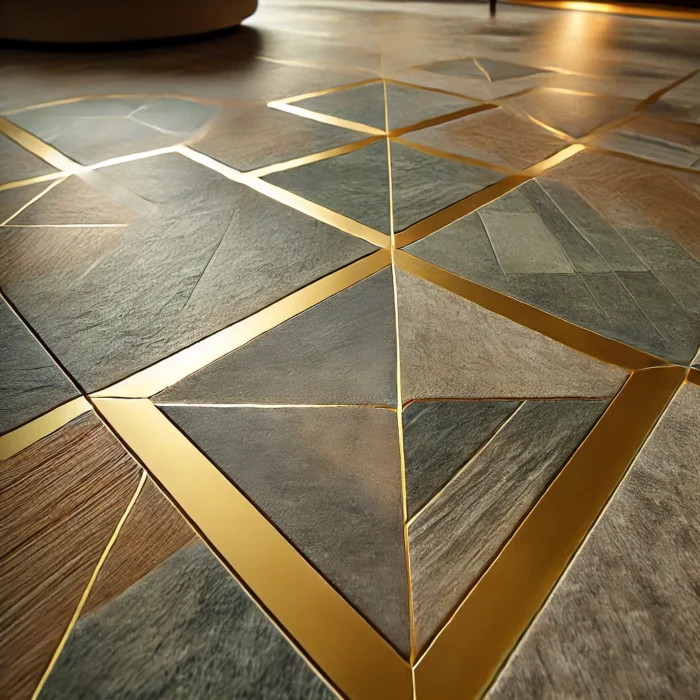 kota stone with brass inlay floor tiles