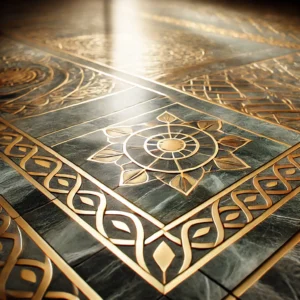 kota stone with brass inlay floor tiles