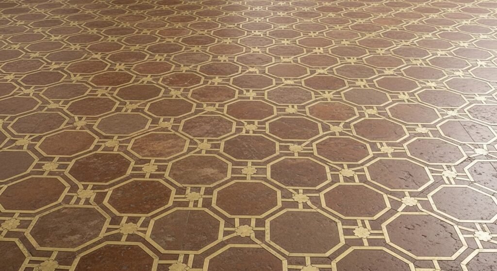 Kota Stone with Brass Inlay Floor Tiles: Elegant & Durable Flooring ...