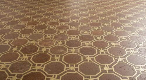 kota stone with brass inlay floor tiles