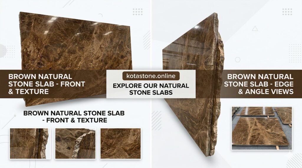 Brown natural stone slab